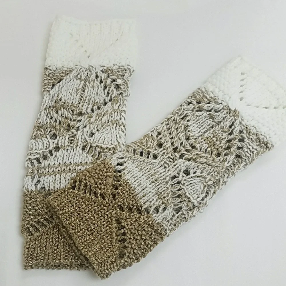 NWT Gold & Ivory Wristlet Arm & Wrist Warmers